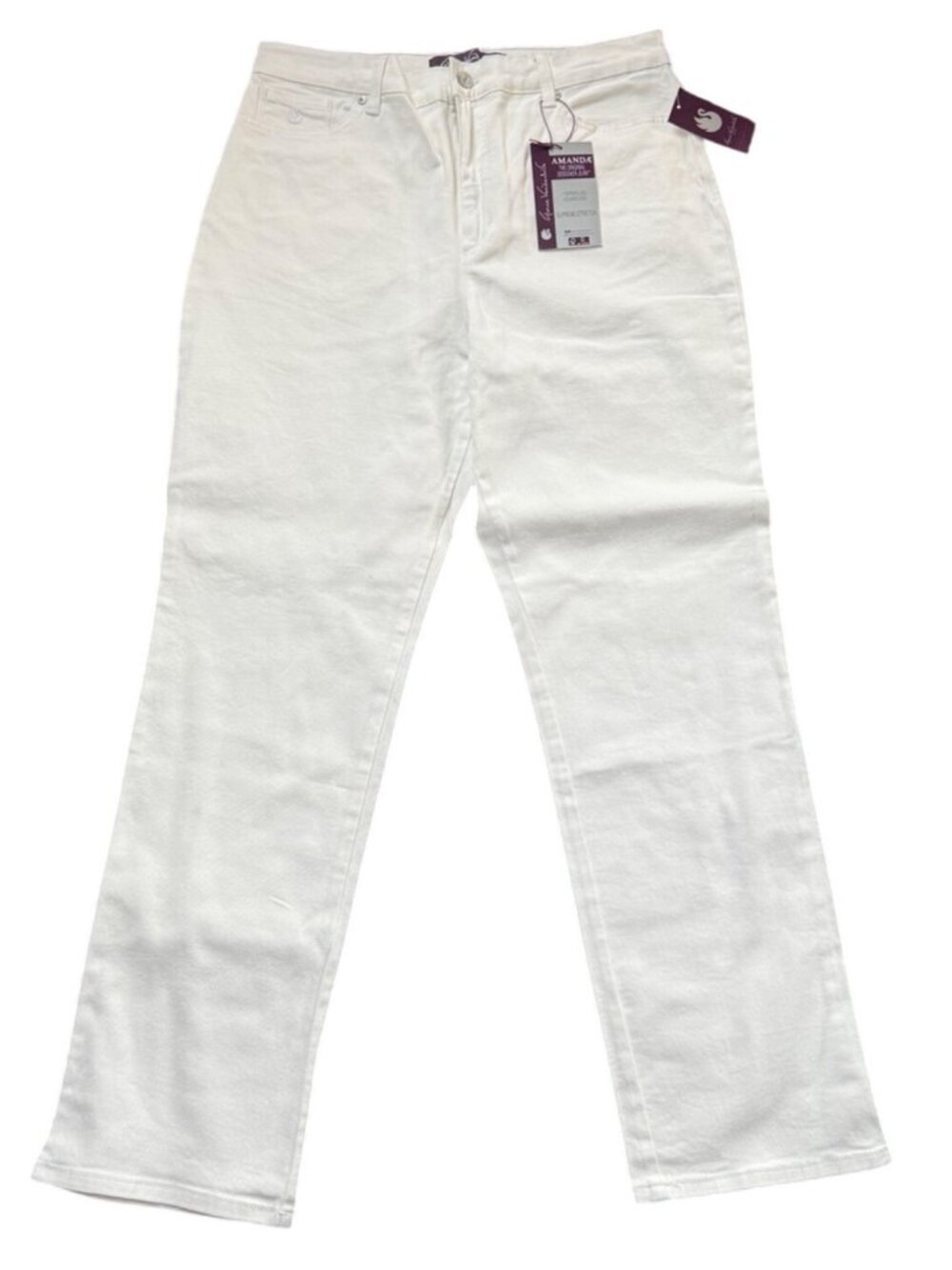Womens White Jean Tapered Classic Rise White Supreme Stretch Jeans 14 Amanda Jea - Picture 2 of 14